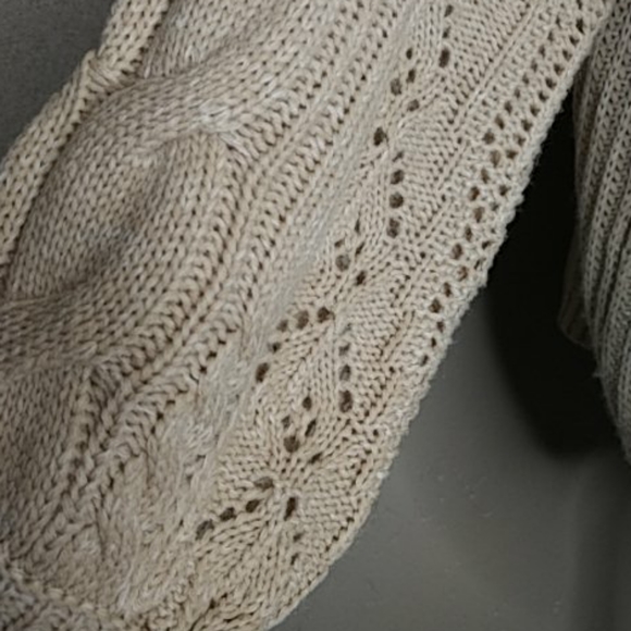 DEBUT Chunky Ribbed Beige Cable Knit Cardigan M/L - Picture 3 of 4